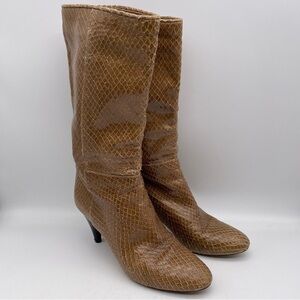 Loeffler Randall Tall Brown‎ Snakeskin Boots Size 7